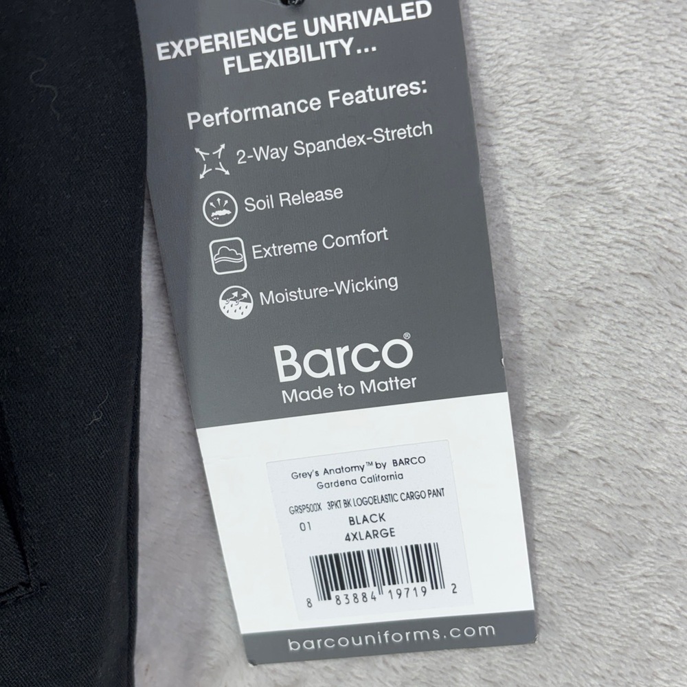 NWT--Grey's Anatomy Black Scrub Pant Spandex Stretch Size 4XL - Picture 3 of 9